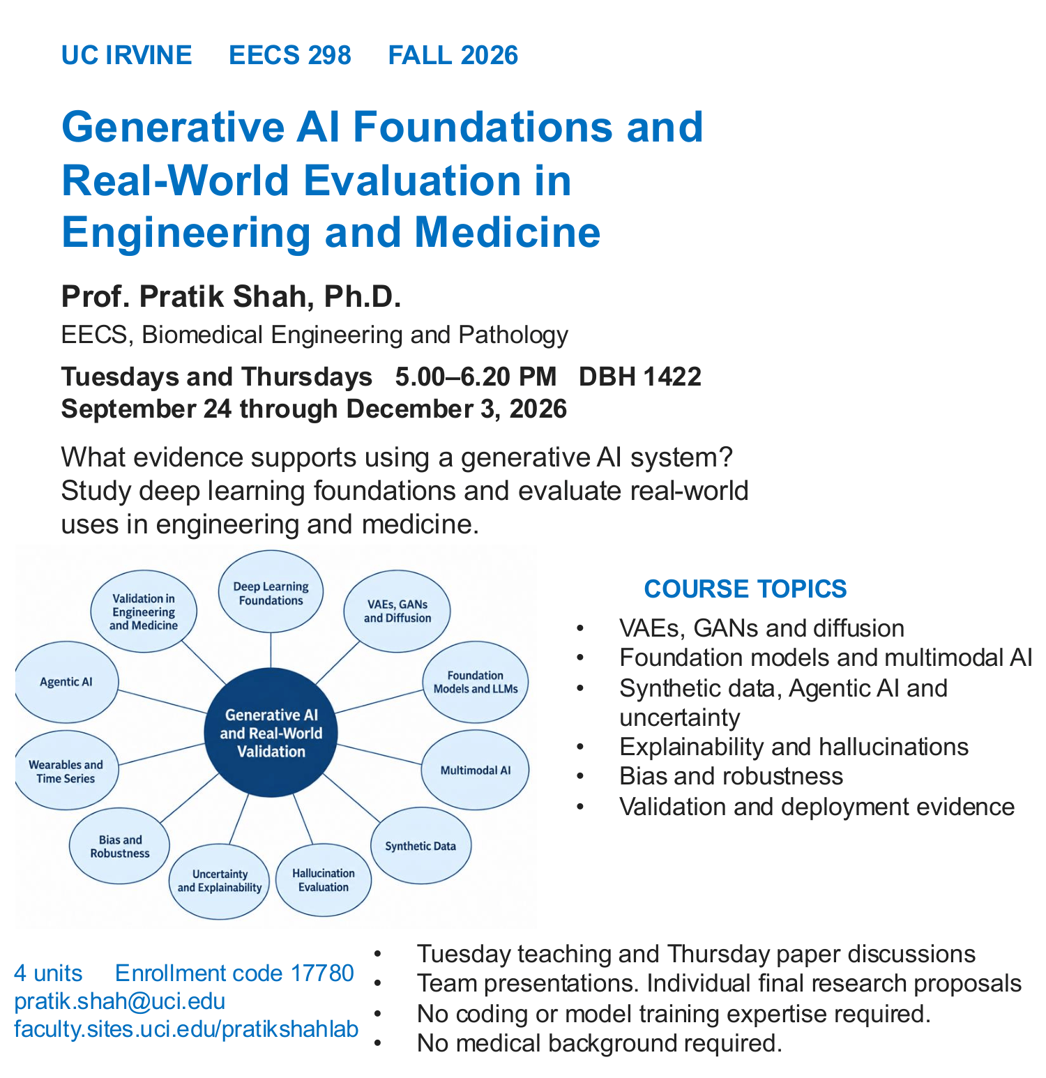 Instructor, EECS.298. Generative AI Foundations and Real-World Evaluation in Engineering and Medicine